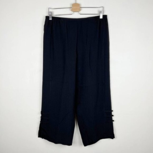 Citron Santa Monica Pants - Citron Santa Monica Wide Leg Crop Pants 100% Silk Black Women's Sz Petite Large